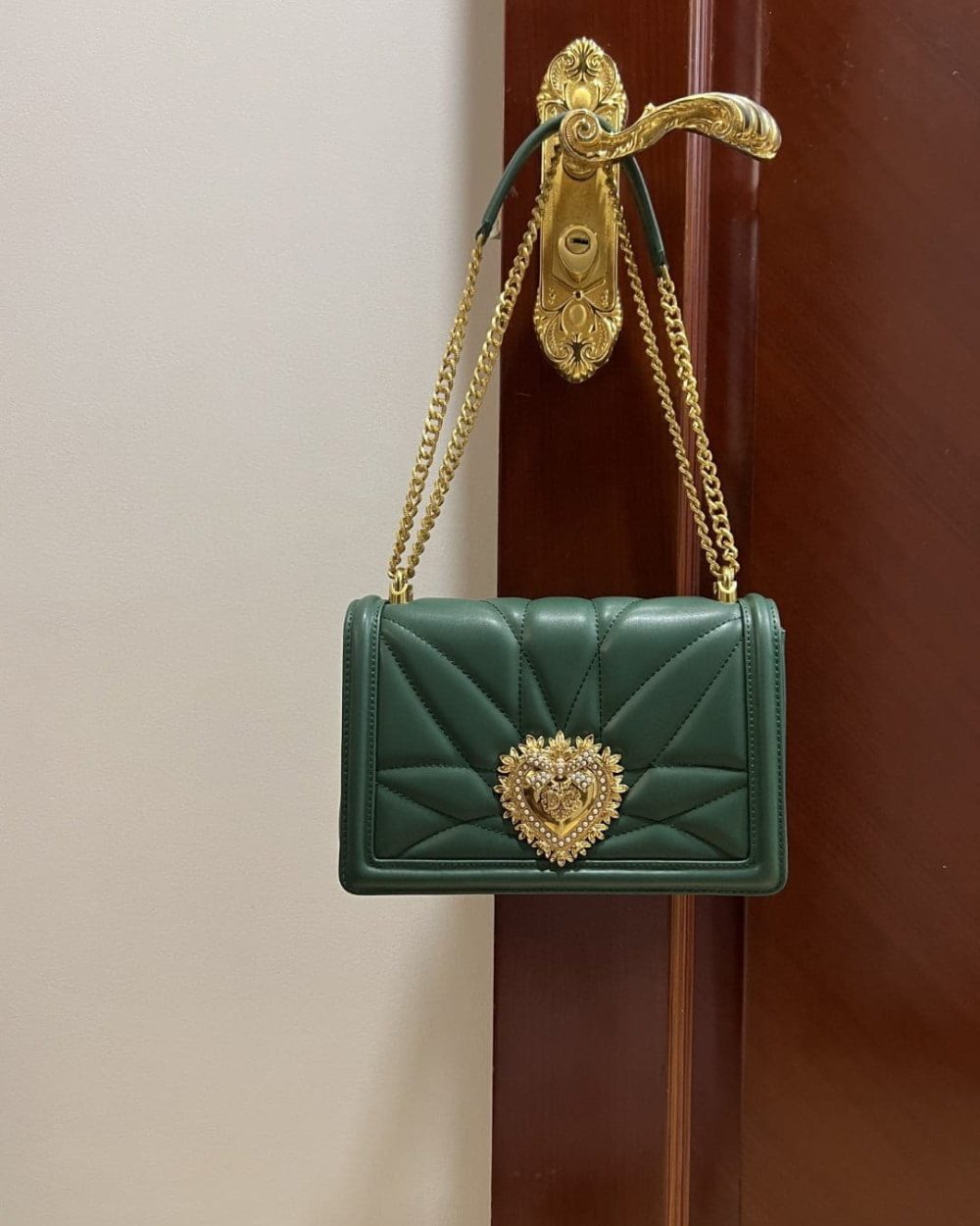 Dolce & Gabbana Large Devotion Bag In Quilted Nappa Green For Women 10in/26cm DG