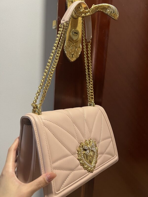 Dolce & Gabbana Large Devotion Bag In Quilted Nappa Pale Pink For Women 10in/26cm DG BB6651AV96780412