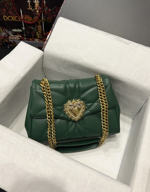 Dolce & Gabbana Large Devotion Shoulder Bag In Quilted Nappa Green For Women 11.4in/29cm DG
