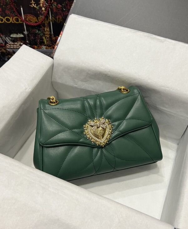Dolce & Gabbana Large Devotion Shoulder Bag In Quilted Nappa Green For Women 11.4in/29cm DG
