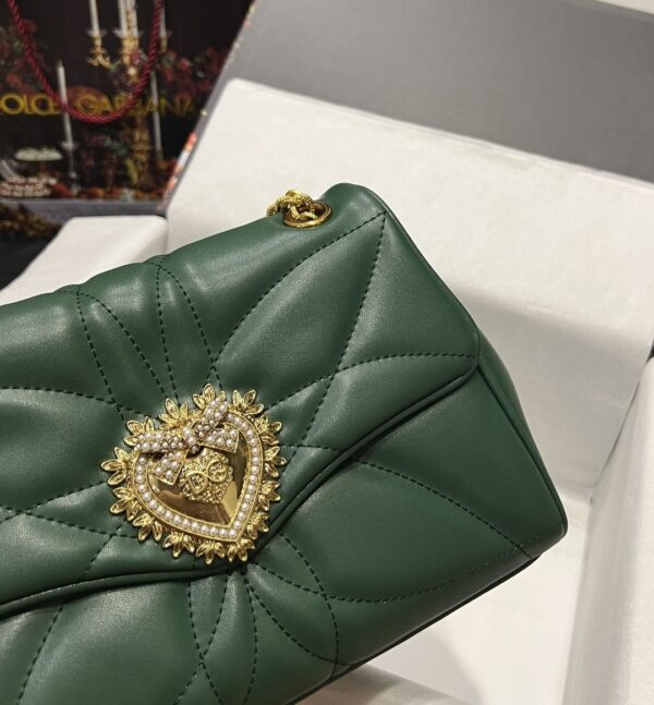 Dolce & Gabbana Large Devotion Shoulder Bag In Quilted Nappa Green For Women 11.4in/29cm DG