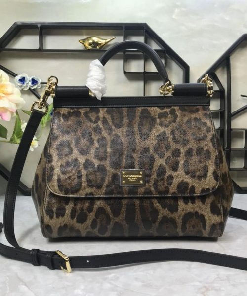 Dolce & Gabbana Leopard Print Medium Sicily Top Handle Bag Muticolour For Women 9.8in/25cm DG