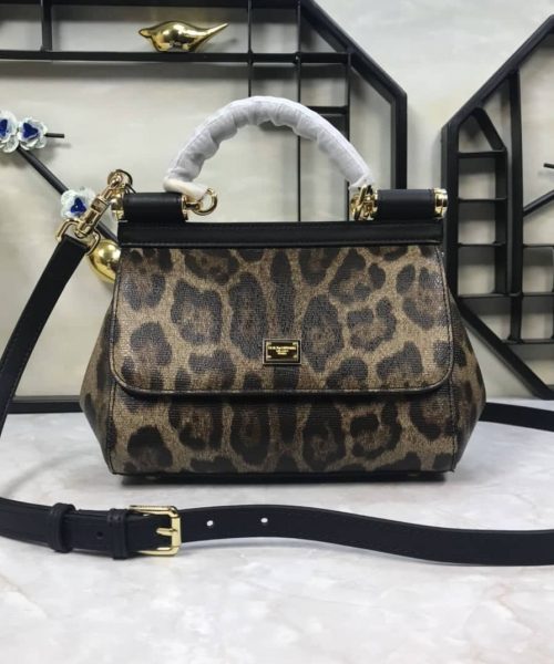 Dolce & Gabbana Leopard Print Small Sicily Top Handle Bag Muticolour For Women 7.8in/20cm DG