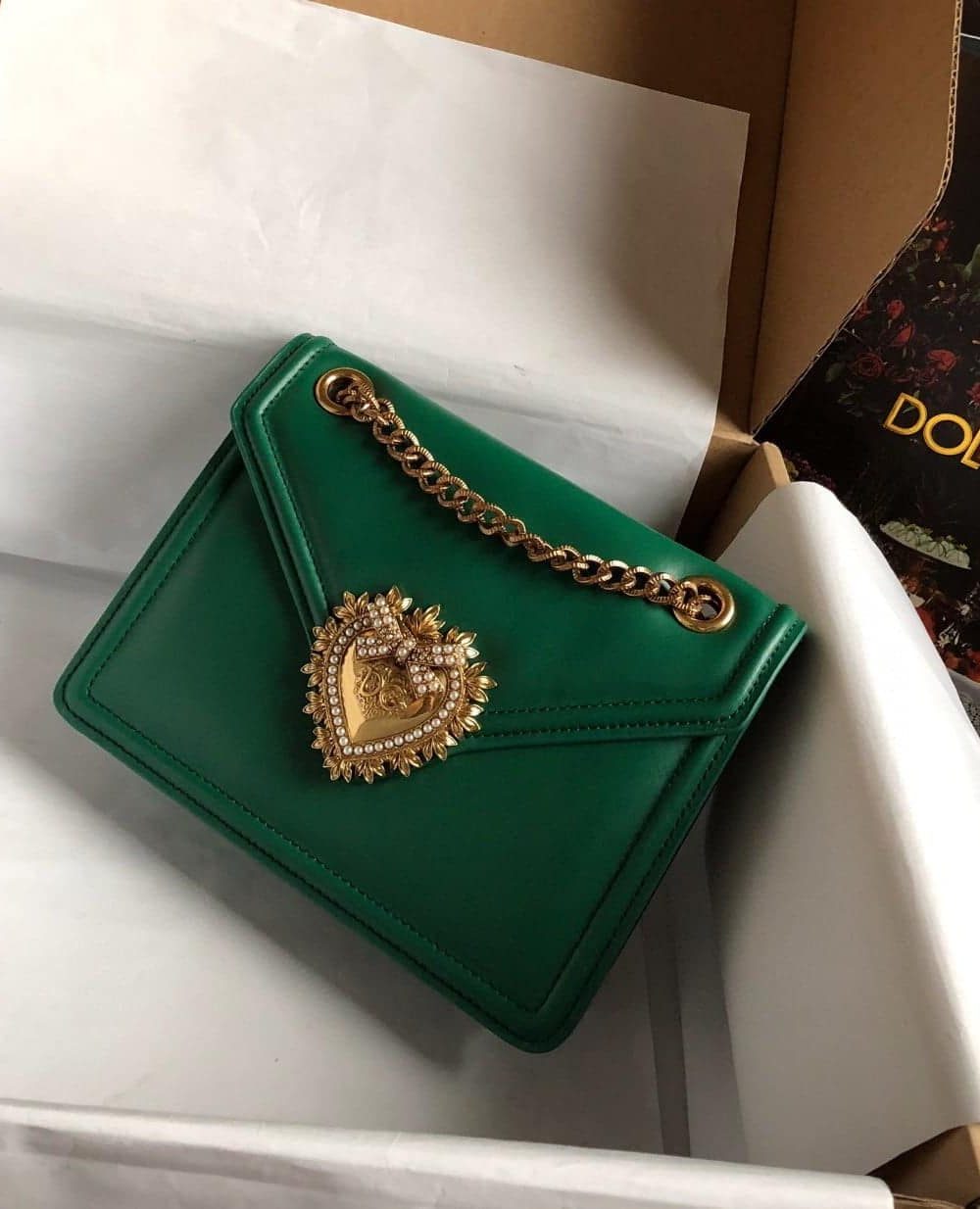Dolce & Gabbana Medium Devotion Bag Green For Women 8.1in/20.5cm