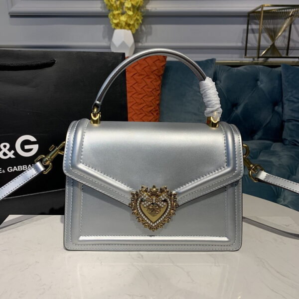 Dolce & Gabbana Medium Devotion Bag Silver For Women 9.5in/24cm