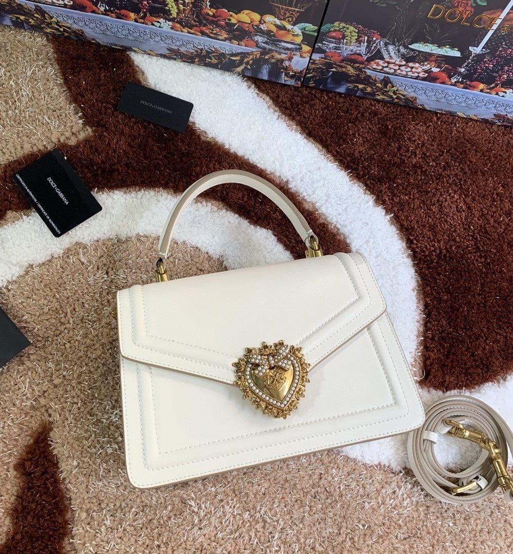 Dolce & Gabbana Medium Devotion Bag White For Women 9.4in/24cm DG