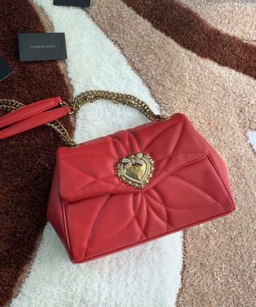 Dolce & Gabbana Medium Devotion Shoulder Bag In Quilted Nappa Red For Women 10.2in/26cm DG
