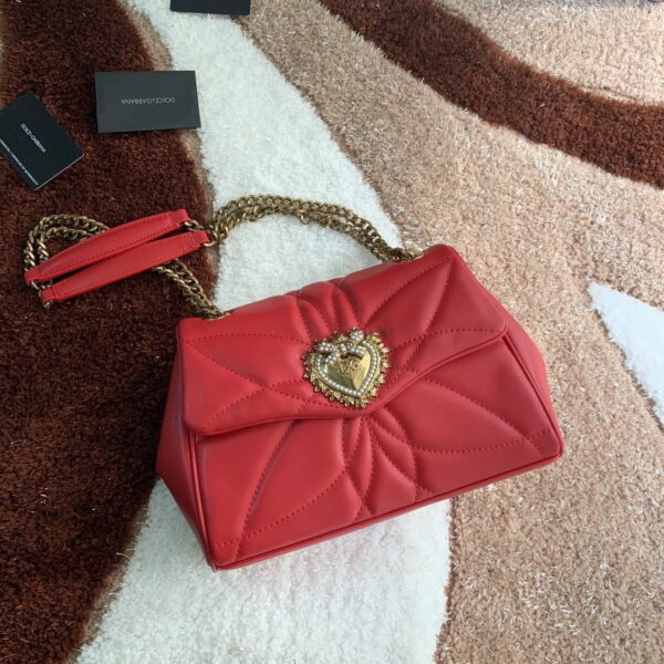 Dolce & Gabbana Medium Devotion Shoulder Bag In Quilted Nappa Red For Women 10.2in/26cm DG