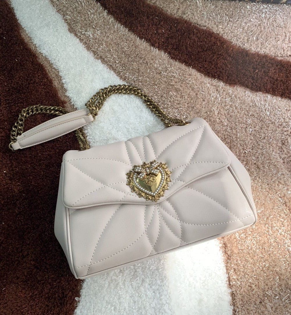 Dolce & Gabbana Medium Devotion Shoulder Bag In Quilted Nappa White For Women 10.2in/26cm DG