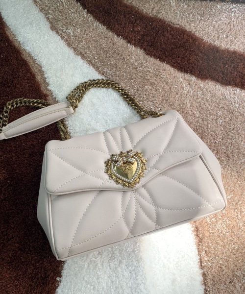Dolce & Gabbana Medium Devotion Shoulder Bag In Quilted Nappa White For Women 10.2in/26cm DG
