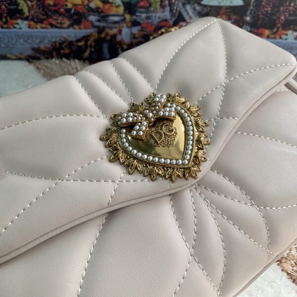 Dolce & Gabbana Medium Devotion Shoulder Bag In Quilted Nappa White For Women 10.2in/26cm DG