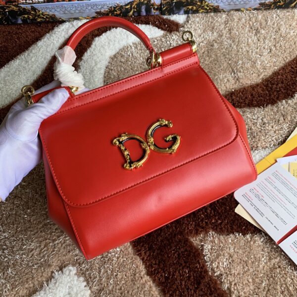 Dolce & Gabbana Medium DG Handbag In Dauphine Red For Women 10.2in/26cm DG