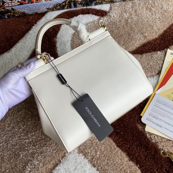 Dolce & Gabbana Medium DG Handbag In Dauphine White For Women 10.2in/26cm DG