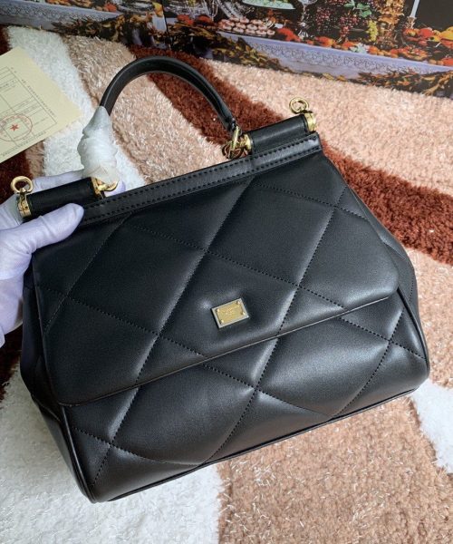 Dolce & Gabbana Medium Sicily Bag In Quilted Black For Women 10.2in/26cm DG BB6002AW59180999