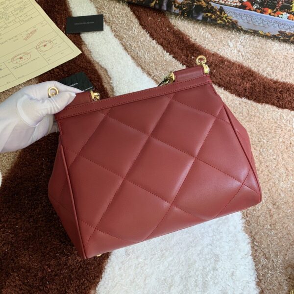 Dolce & Gabbana Medium Sicily Bag In Quilted Burgundy For Women 10.2in/26cm DG