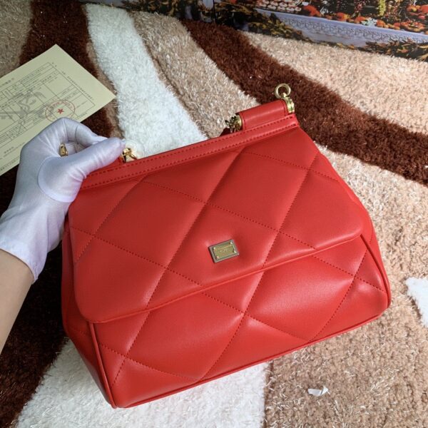 Dolce & Gabbana Medium Sicily Bag In Quilted Red For Women 10.2in/26cm DG BB6002AW5918H383