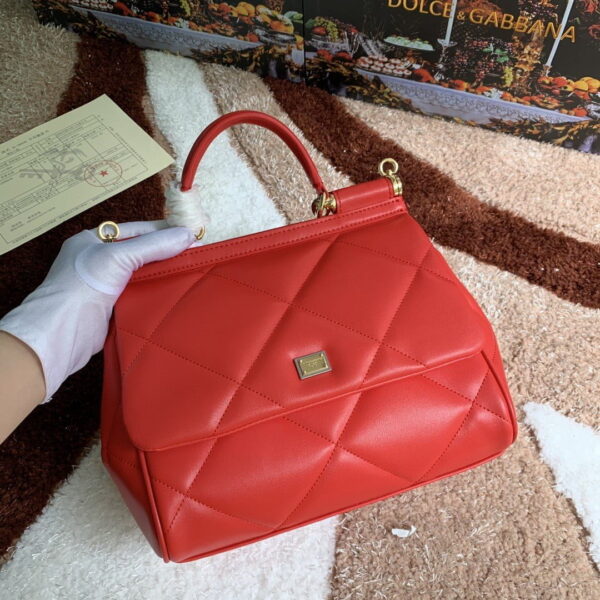 Dolce & Gabbana Medium Sicily Bag In Quilted Red For Women 10.2in/26cm DG BB6002AW5918H383