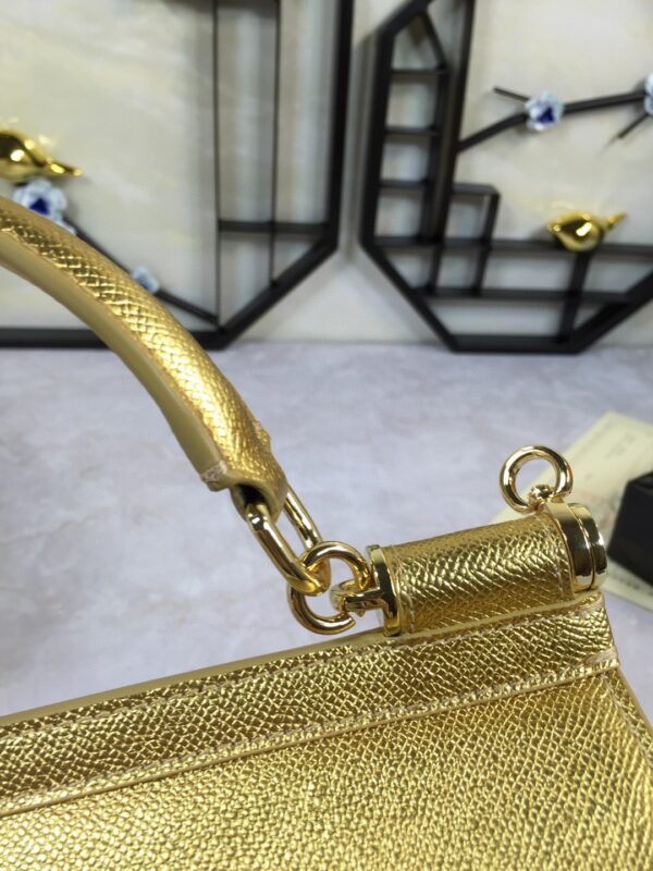 Dolce & Gabbana Medium Sicily Handbag In Dauphine Gold For Women 10.2in/26cm DG