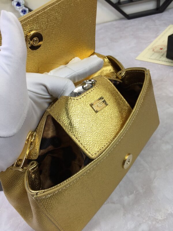 Dolce & Gabbana Medium Sicily Handbag In Dauphine Gold For Women 10.2in/26cm DG