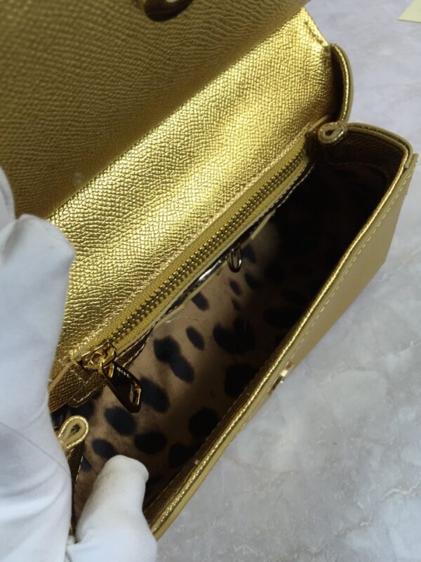 Dolce & Gabbana Medium Sicily Handbag In Dauphine Gold For Women 10.2in/26cm DG