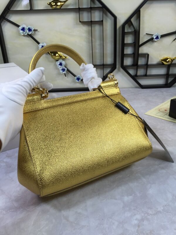 Dolce & Gabbana Medium Sicily Handbag In Dauphine Gold For Women 10.2in/26cm DG
