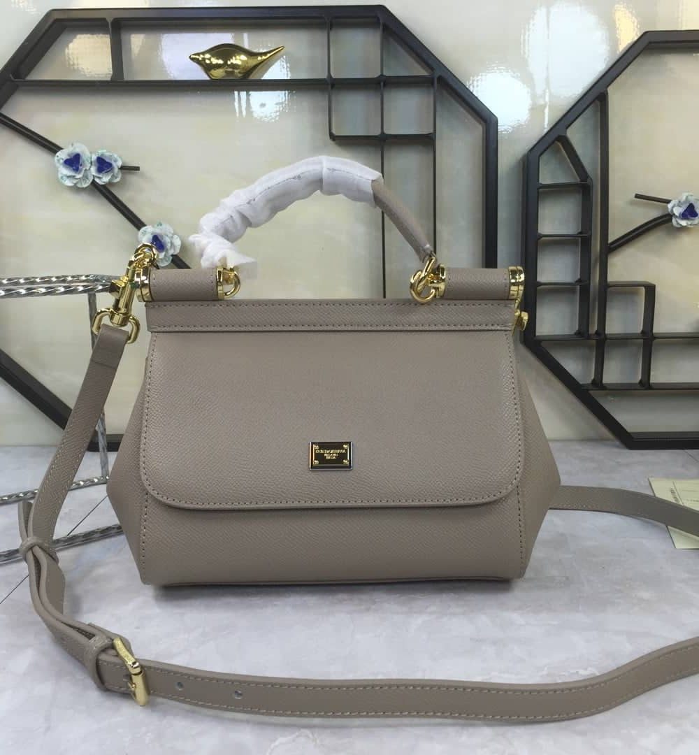 Dolce & Gabbana Medium Sicily Handbag In Dauphine Grey For Women 10.2in/26cm DG BB4347A100187195