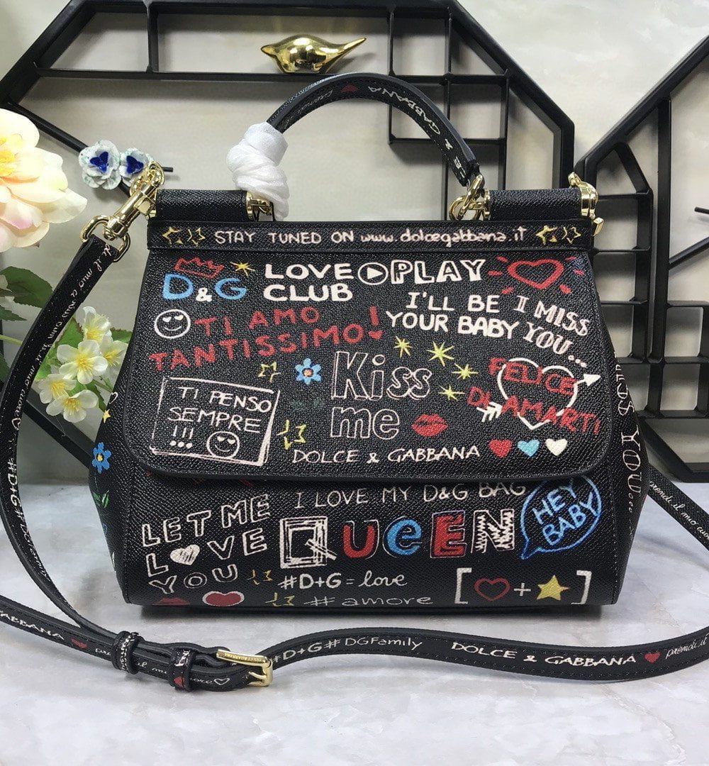 Dolce & Gabbana Medium Sicily Handbag In Dauphine Muticolour For Women 10.2in/26cm DG