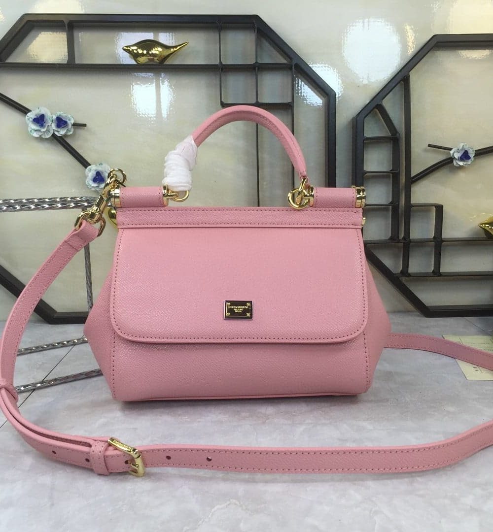 Dolce & Gabbana Medium Sicily Handbag In Dauphine Pink For Women 10.2in/26cm DG BB4347A10018H402