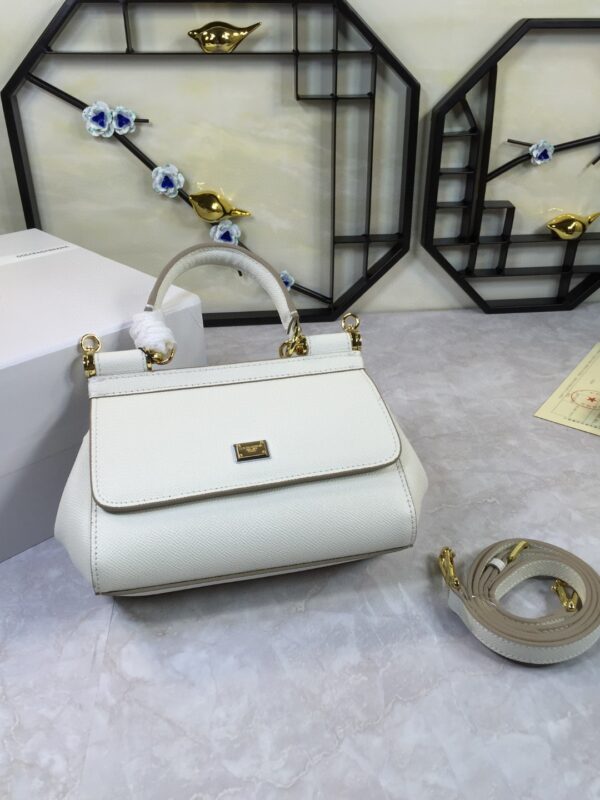 Dolce & Gabbana Medium Sicily Handbag In Dauphine White For Women 10.2in/26cm DG BB4347A100180001