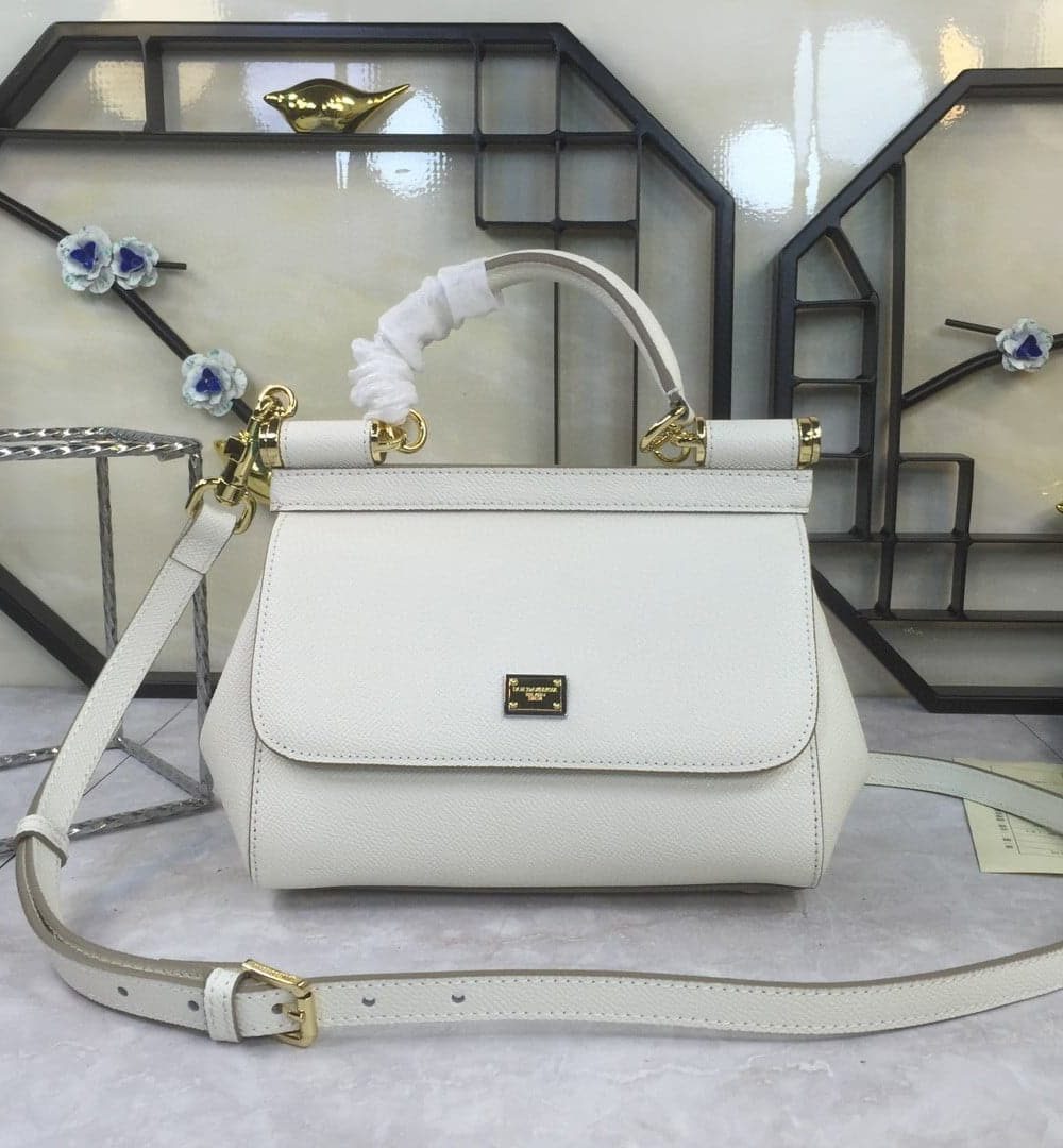 Dolce & Gabbana Medium Sicily Handbag In Dauphine White For Women 10.2in/26cm DG BB4347A100180001