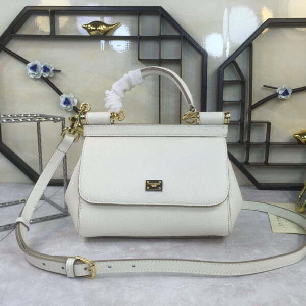 Dolce & Gabbana Medium Sicily Handbag In Dauphine White For Women 10.2in/26cm DG BB4347A100180001