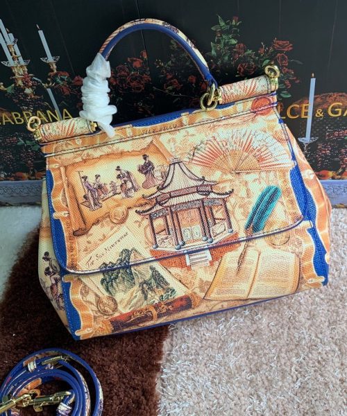 Dolce & Gabbana Medium Sicily Handbag Unique Print Motifs Muticolour For Women 10.2in/26cm DG