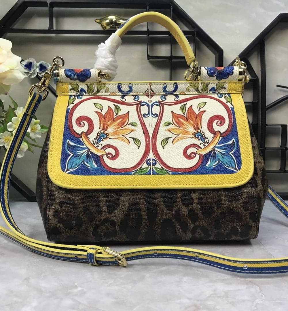 Dolce & Gabbana Medium Sicily Handbag Unique Print Motifs Muticolour For Women 10.2in/26cm DG