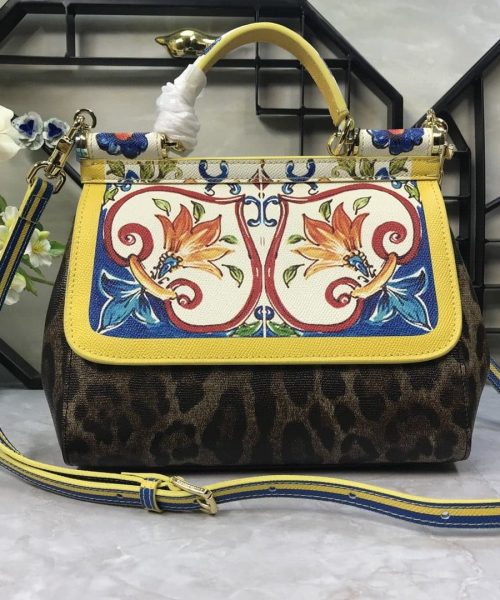 Dolce & Gabbana Medium Sicily Handbag Unique Print Motifs Muticolour For Women 10.2in/26cm DG