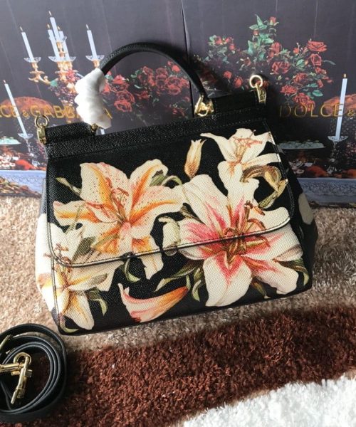 Dolce & Gabbana Medium Sicily Handbag Unique Print Motifs Muticolour For Women 10.2in/26cm DG