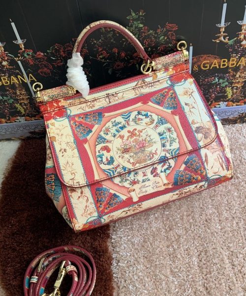 Dolce & Gabbana Medium Sicily Handbag Unique Print Motifs Muticolour For Women 10.2in/26cm DG