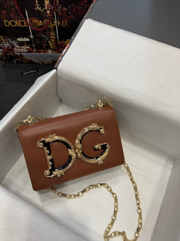 Dolce & Gabbana Nappa DG Girls Shoulder Bag Brown For Women 8.3in/21cm DG