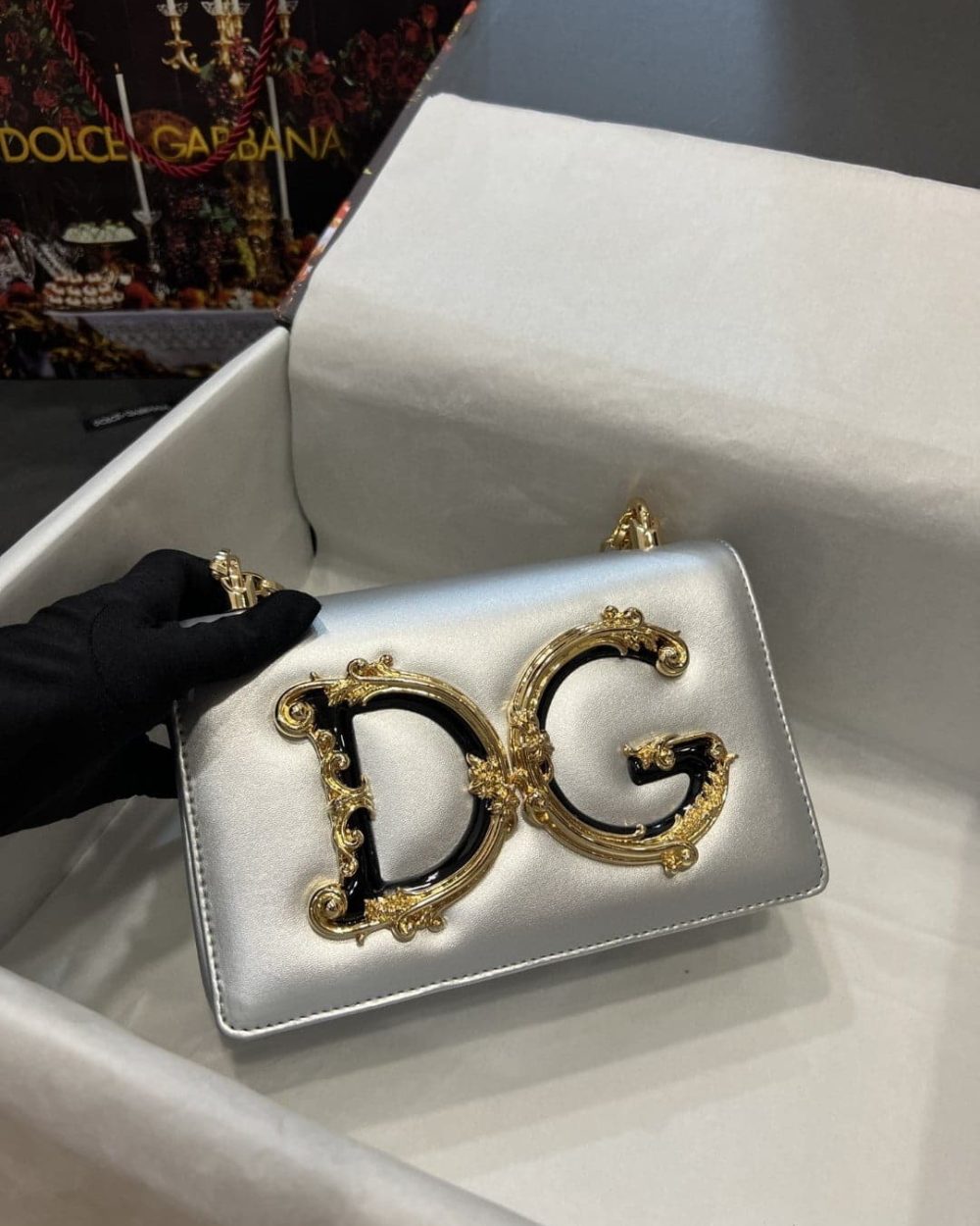 Dolce & Gabbana Nappa DG Girls Shoulder Bag Silver For Women 8.3in/21cm DG