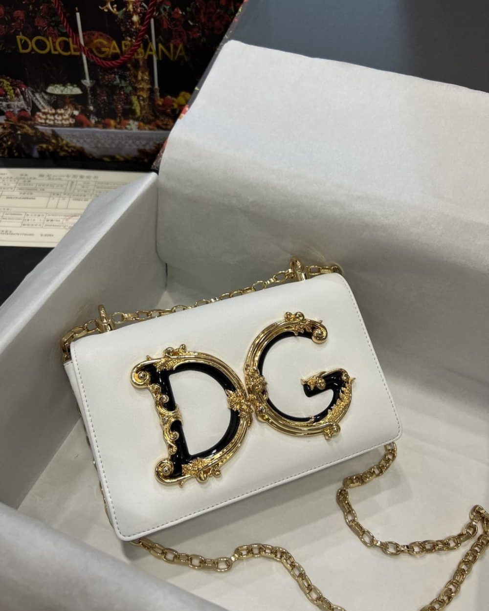 Dolce & Gabbana Nappa DG Girls Shoulder Bag White For Women 8.3in/21cm DG BB6498AZ80180001