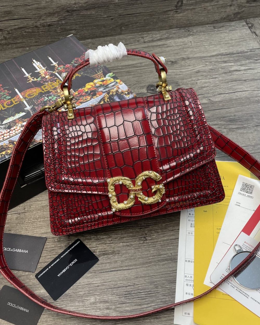 Dolce & Gabbana Print DG Girls Bag Burgundy For Women 10.6in/27cm DG