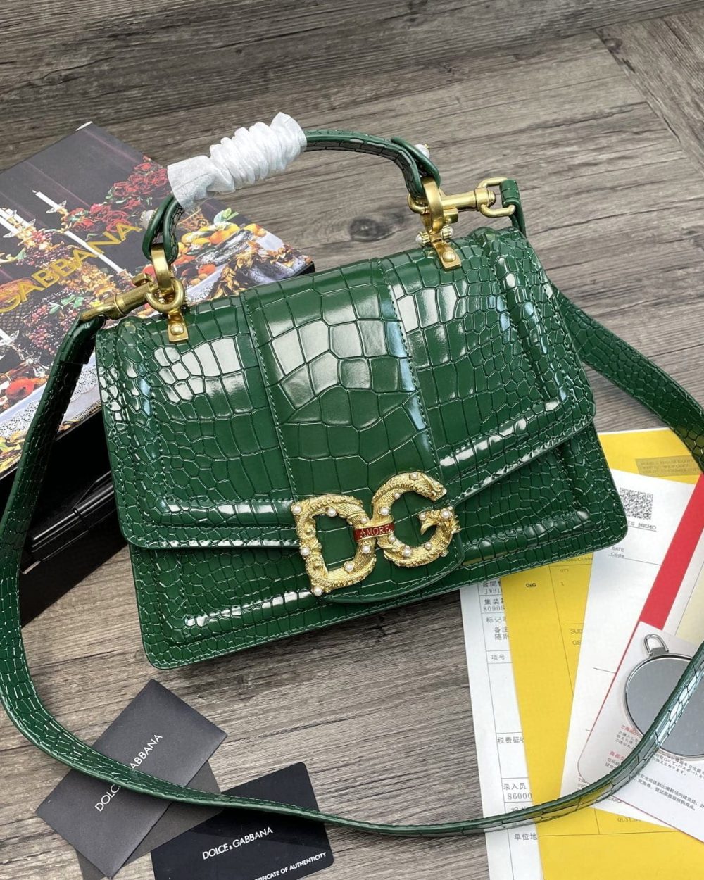 Dolce & Gabbana Print DG Girls Bag Green For Women 10.6in/27cm DG