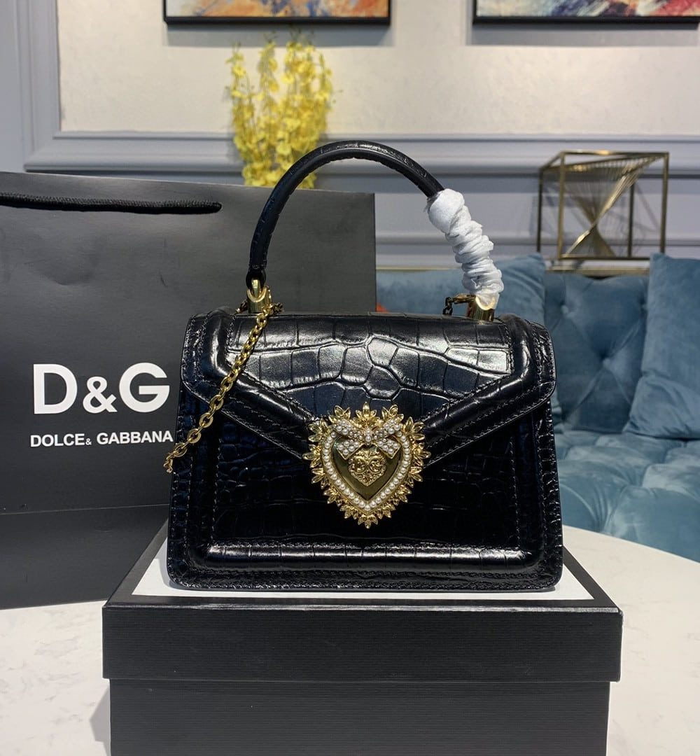 Dolce & Gabbana Small Devotion Bag Black For Women 7.5in/19cm DG