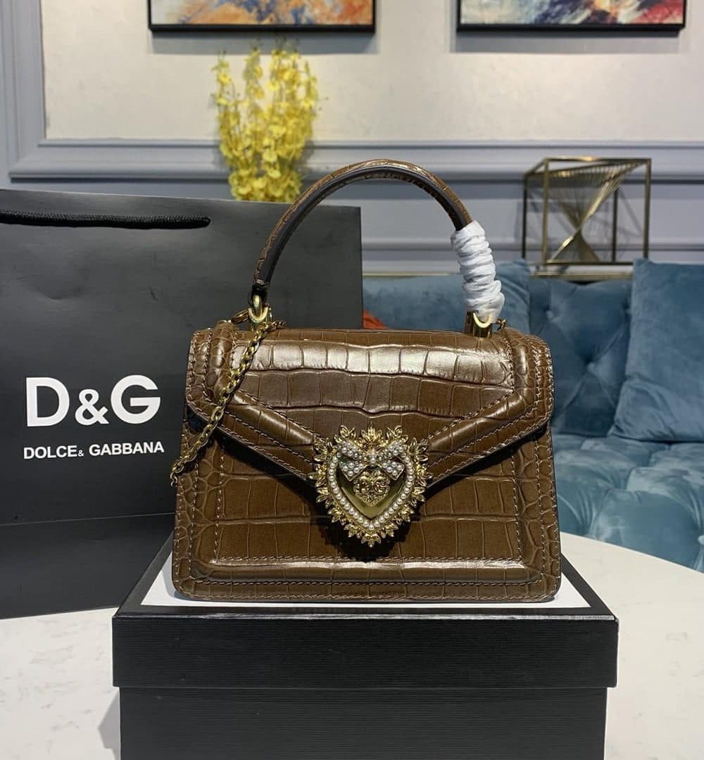 Dolce & Gabbana Small Devotion Bag Brown For Women 7.5in/19cm