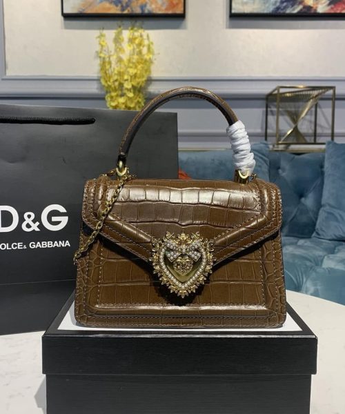 Dolce & Gabbana Small Devotion Bag Brown For Women 7.5in/19cm