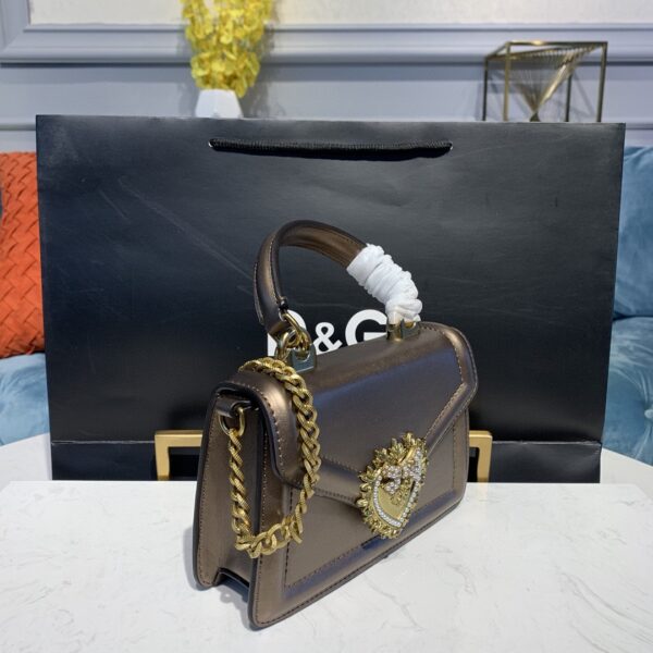 Dolce & Gabbana Small Devotion Bag In Mordore Nappa Antique Brass For Women 7.5in/19cm DG