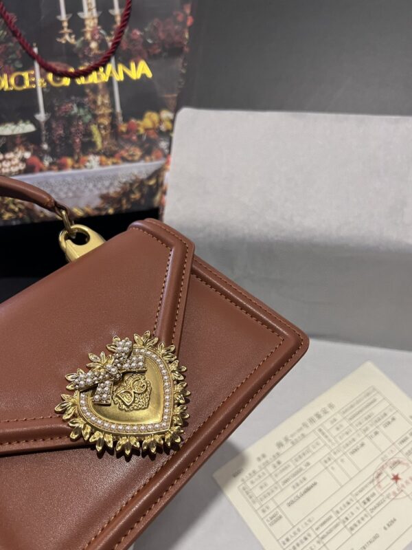 Dolce & Gabbana Small Devotion Bag In Plain Brown For Women 7.5in/19cm DG