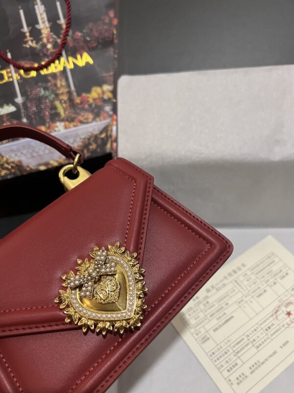 Dolce & Gabbana Small Devotion Bag In Plain Burgundy For Women 7.5in/19cm DG