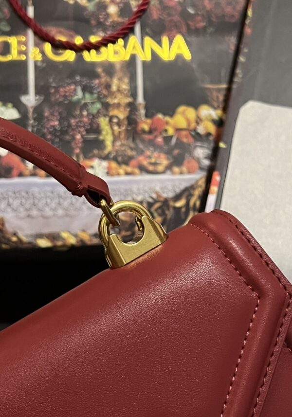 Dolce & Gabbana Small Devotion Bag In Plain Burgundy For Women 7.5in/19cm DG