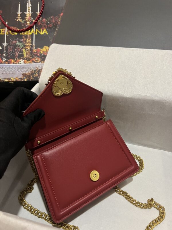 Dolce & Gabbana Small Devotion Bag In Plain Burgundy For Women 7.5in/19cm DG