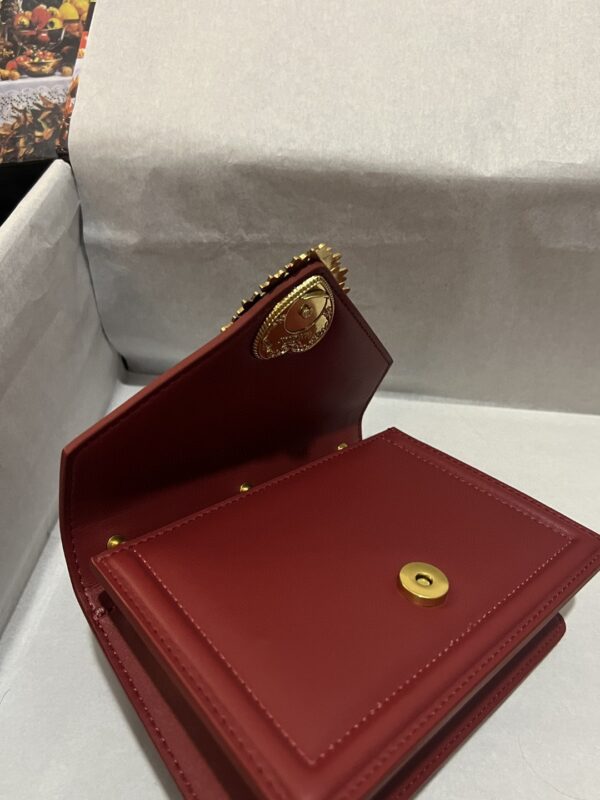 Dolce & Gabbana Small Devotion Bag In Plain Burgundy For Women 7.5in/19cm DG